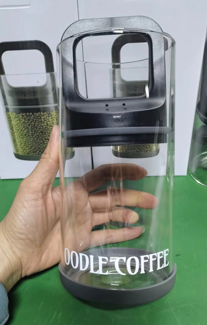 Oodle Coffee FreshSeal Bean Vault hand to Vault comparison